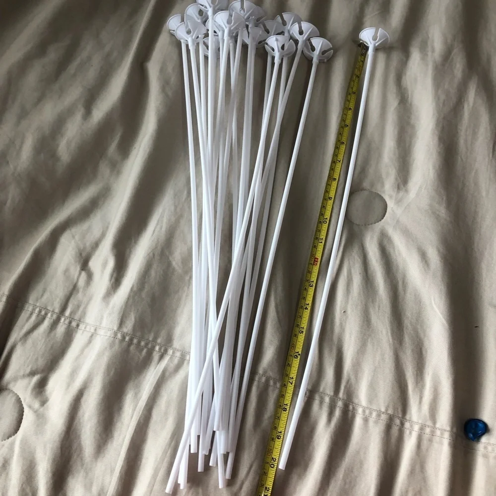 17 White Balloon Sticks for Parties